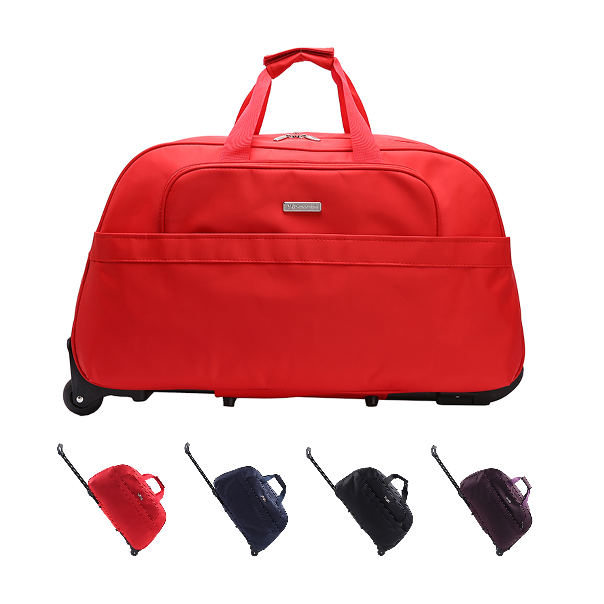 Nylon Wheeled Duffel Travel Bag With Retractable Handle 22.5" 3