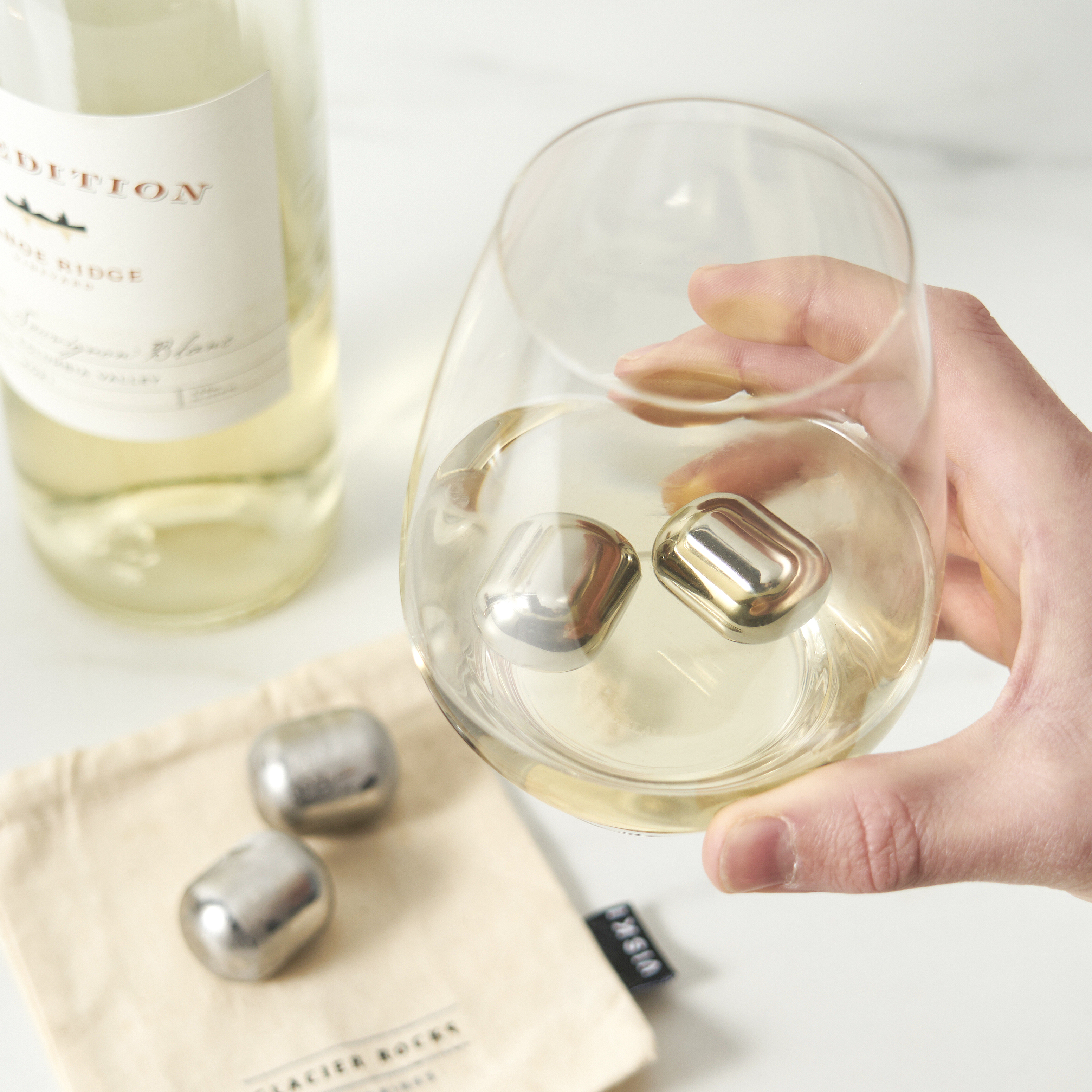 Viski® Glacier Rocks® Stainless Steel Wine Globes 3