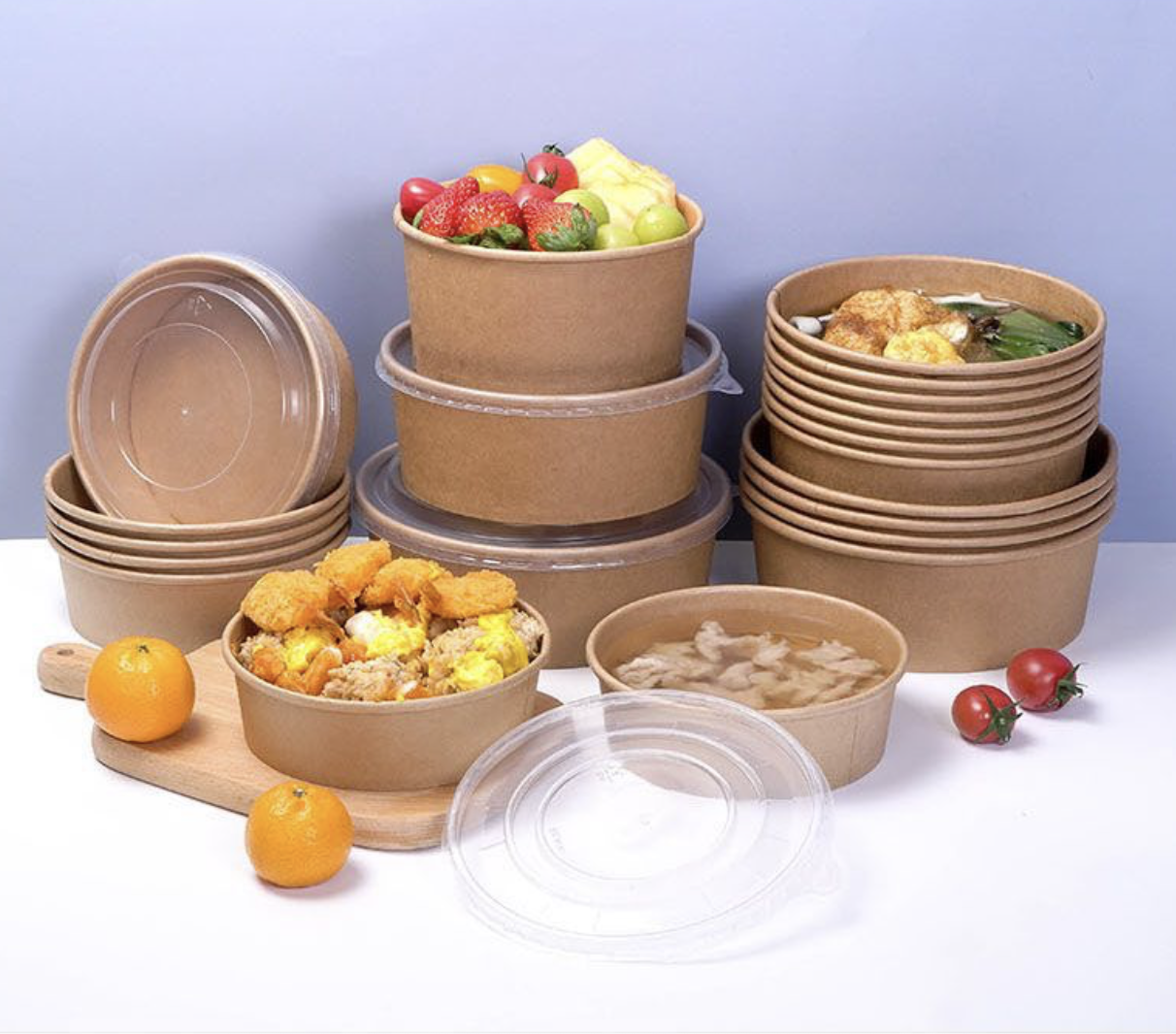 25 Oz Large Paper Bowls with Lids 2