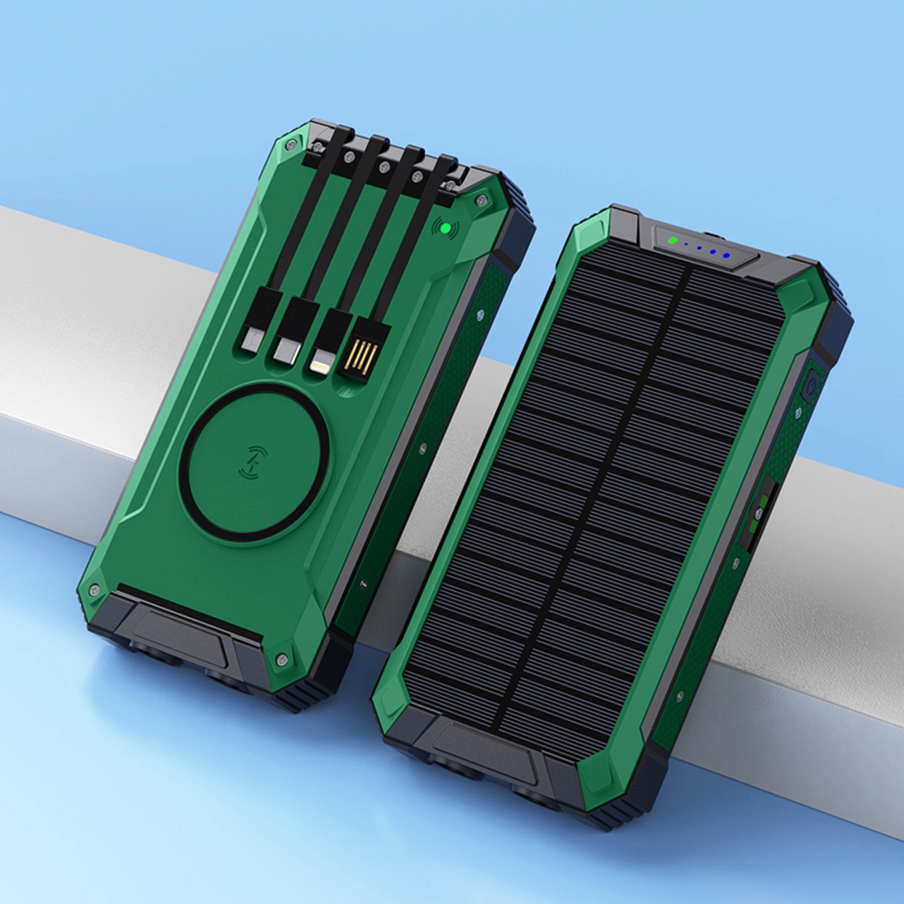 20000 mAh Solar Wireless Power Bank Charger with Cable 2