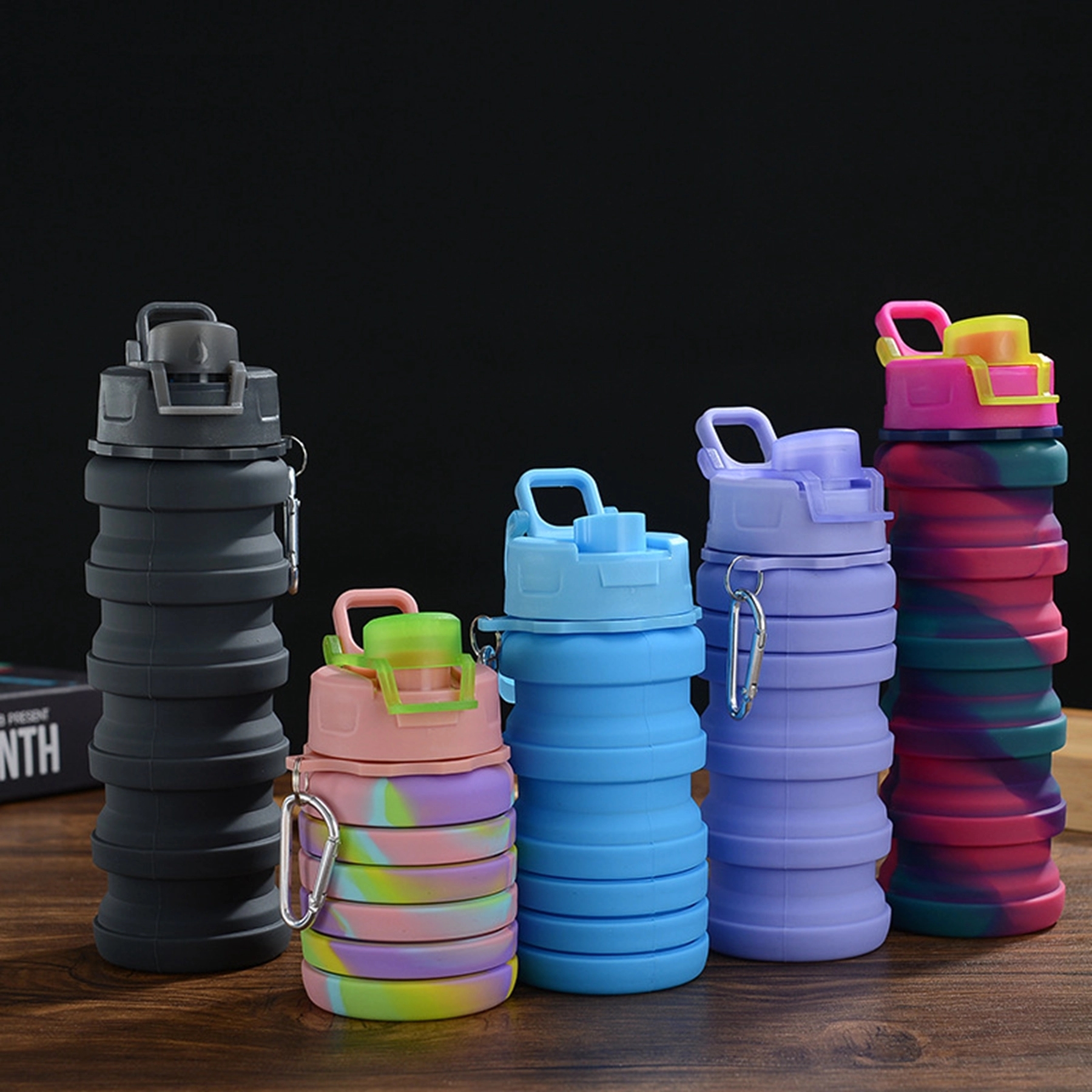 17 Oz. Rainbow Collapsible Water Bottle with Carabiner 10