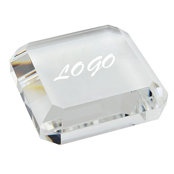 Square Beveled Clear Crystal Paperweight 2