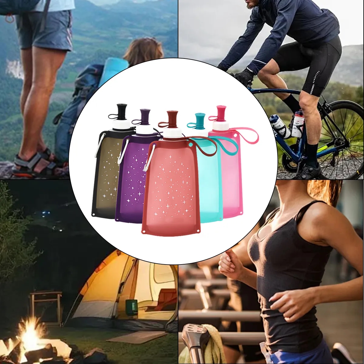 17oz Collapsible Silicone Water Bottle With Carabiner 7