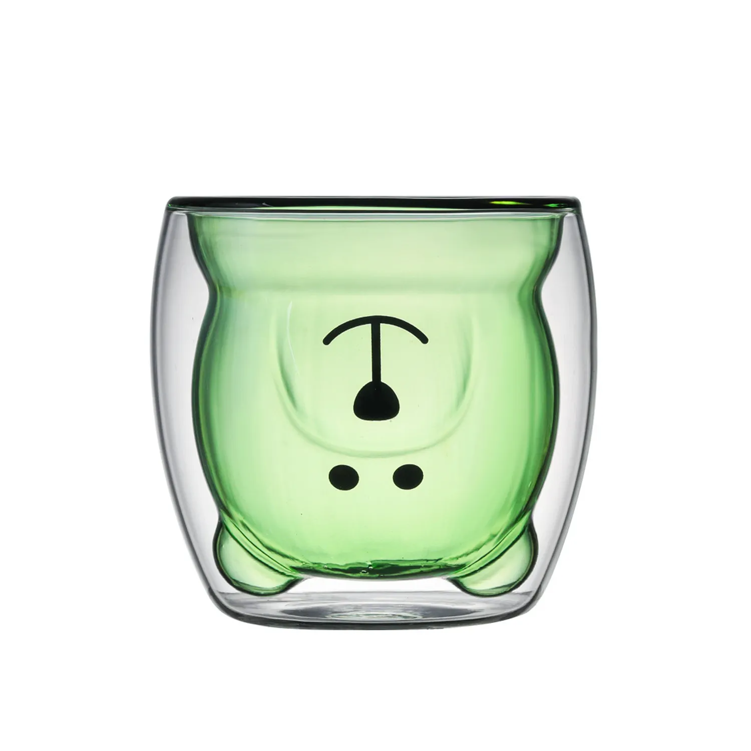 Insulated Double Wall Glass Cute Bear Mugs 5