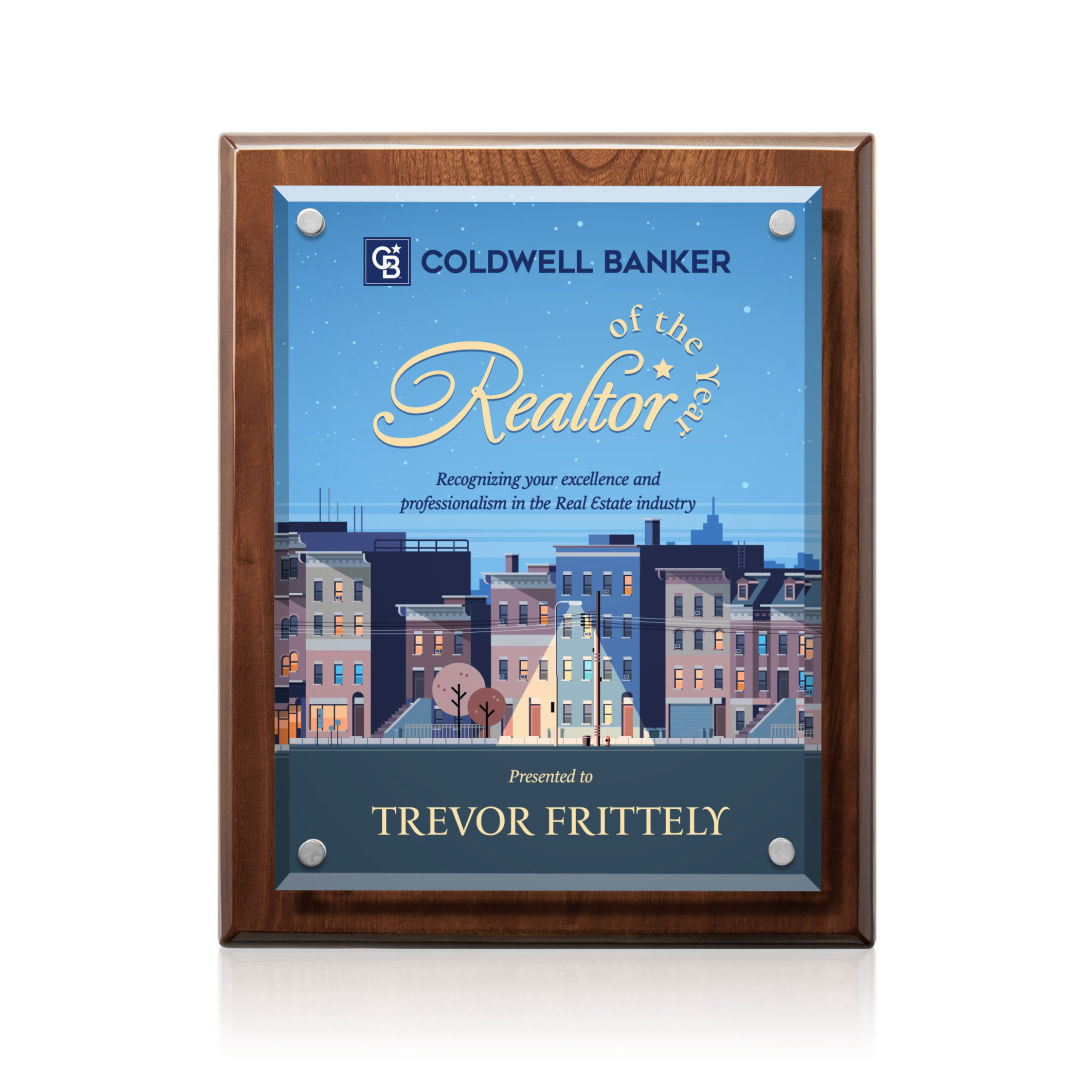 Caledon VividPrint™ Plaque - Walnut/Silver 20