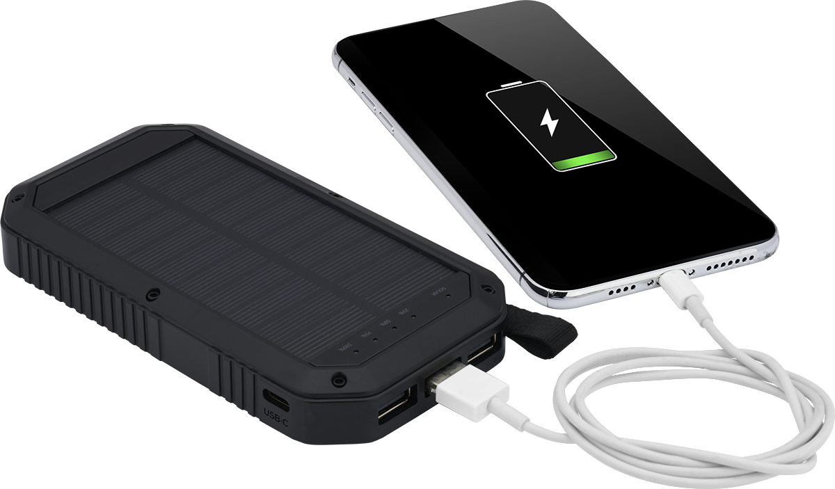 Trio Port Solar Charge LED Power Bank 8,000mAh 3