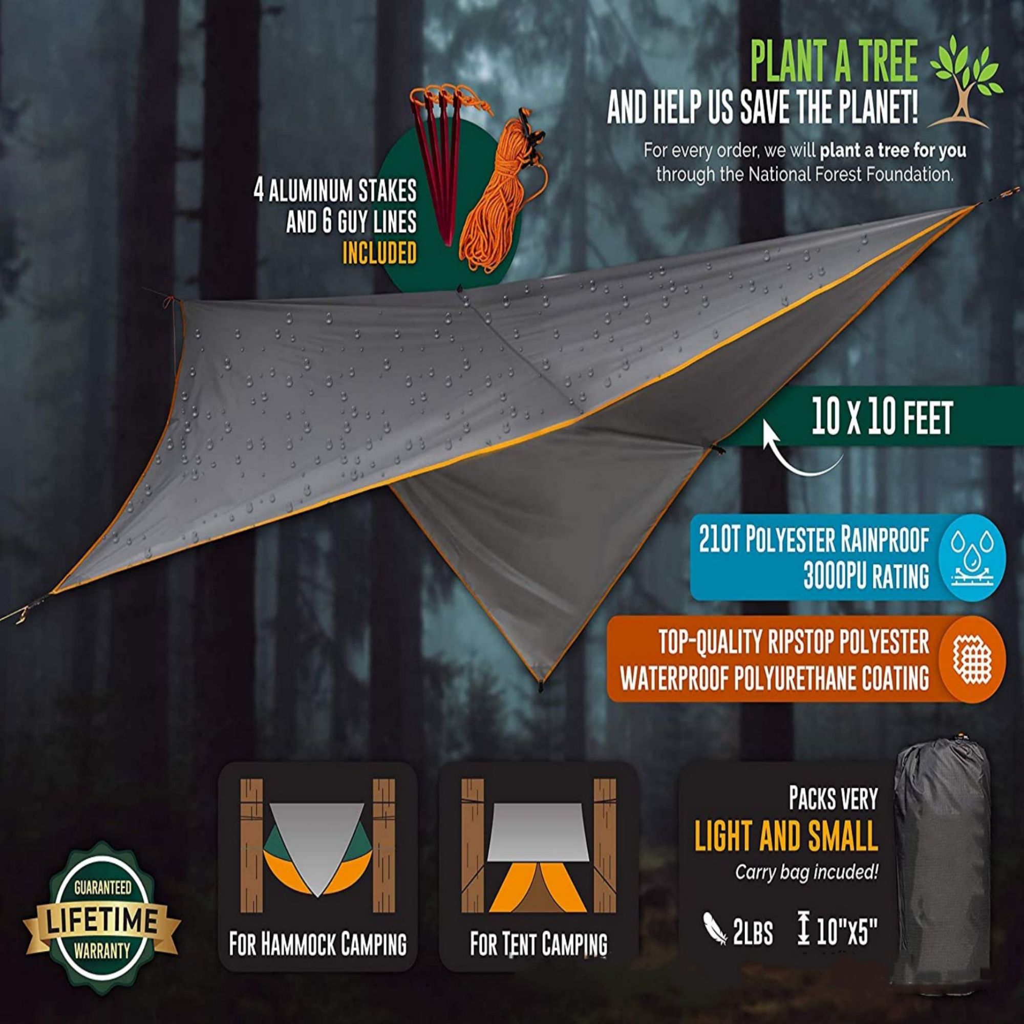 Pu Waterproof Camping Tarp 3