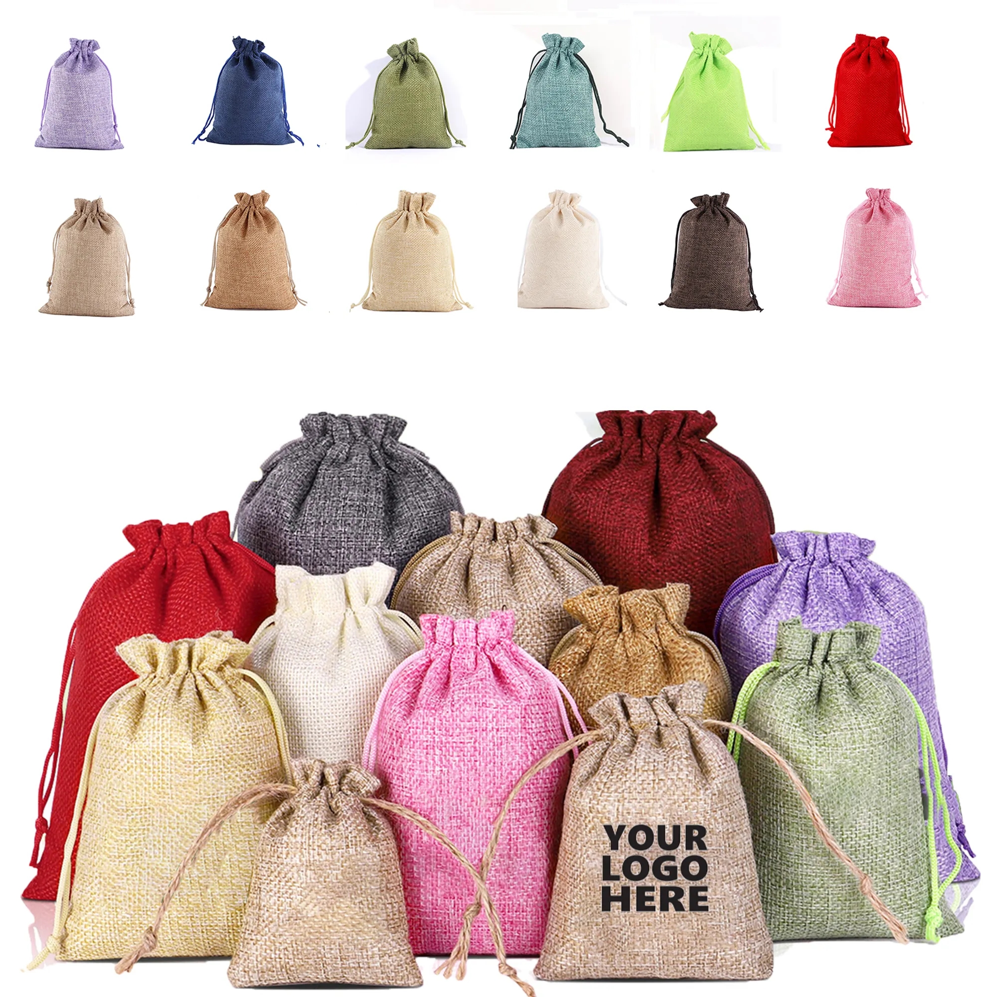 Linen Bunched Holiday Retail Gift Bag