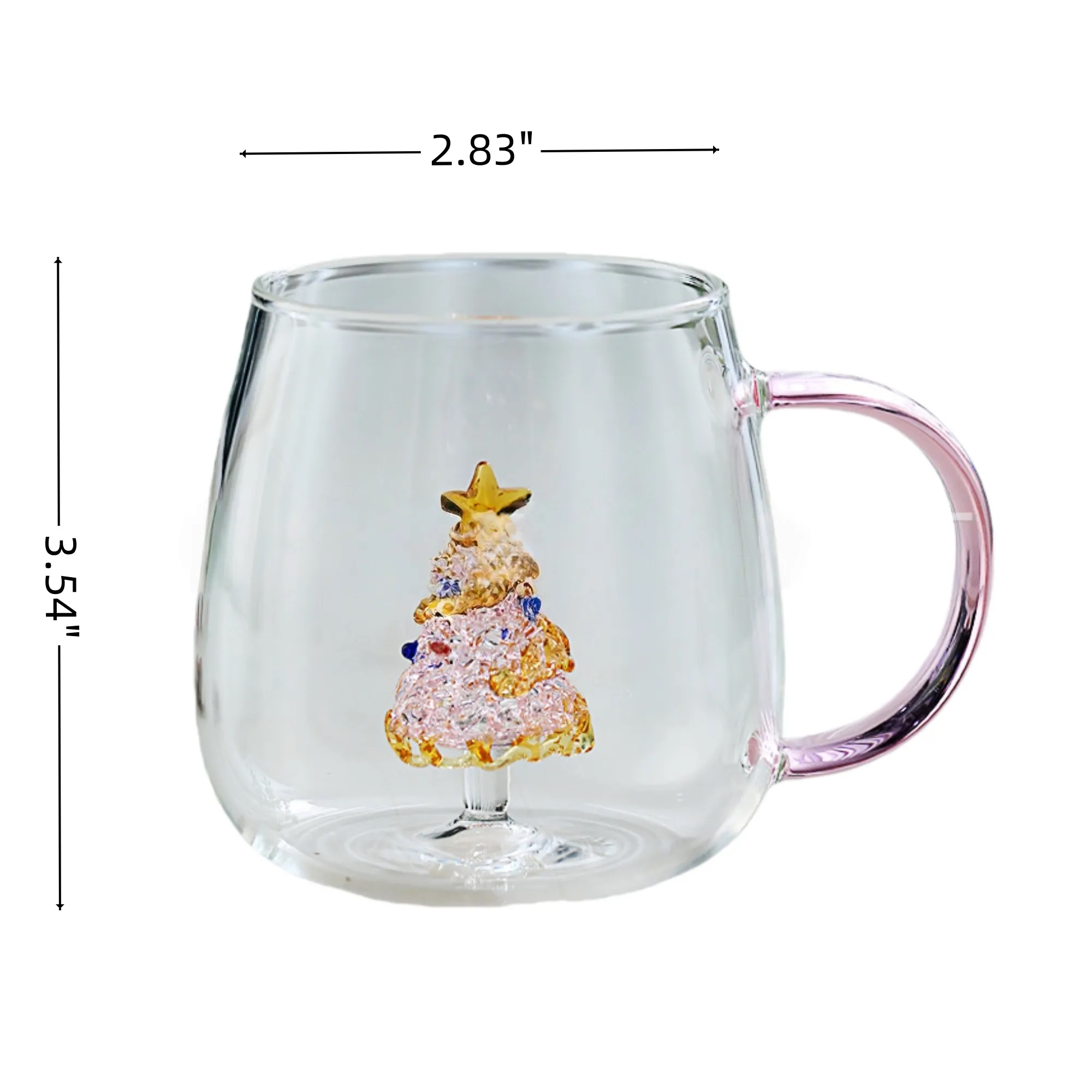 11oz 3D Christmas Tree Glass Mug Cup Gift For Festive 3
