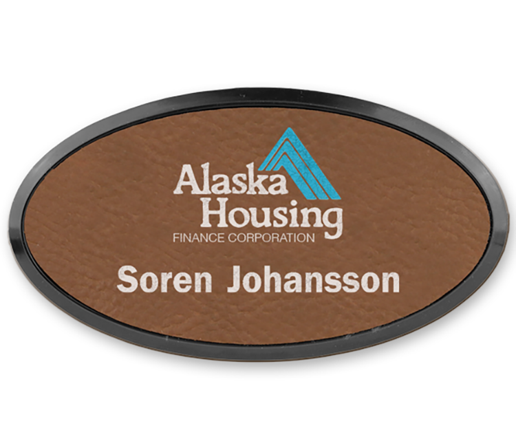 Leather Oval Framed Badge 1.5" x 3" 7