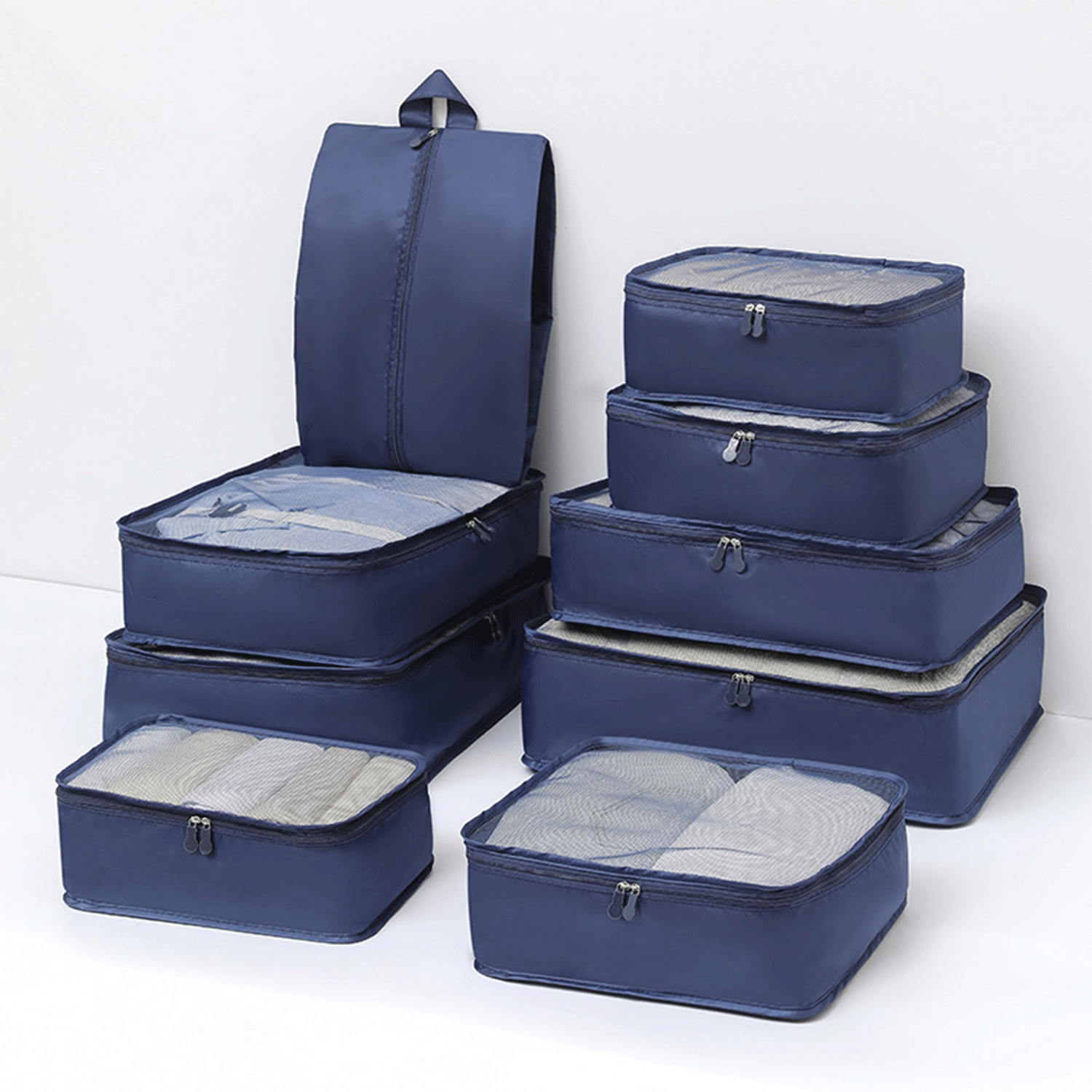 9-Piece Set Travel Storage Packing Cubes Luggage Organizers 19