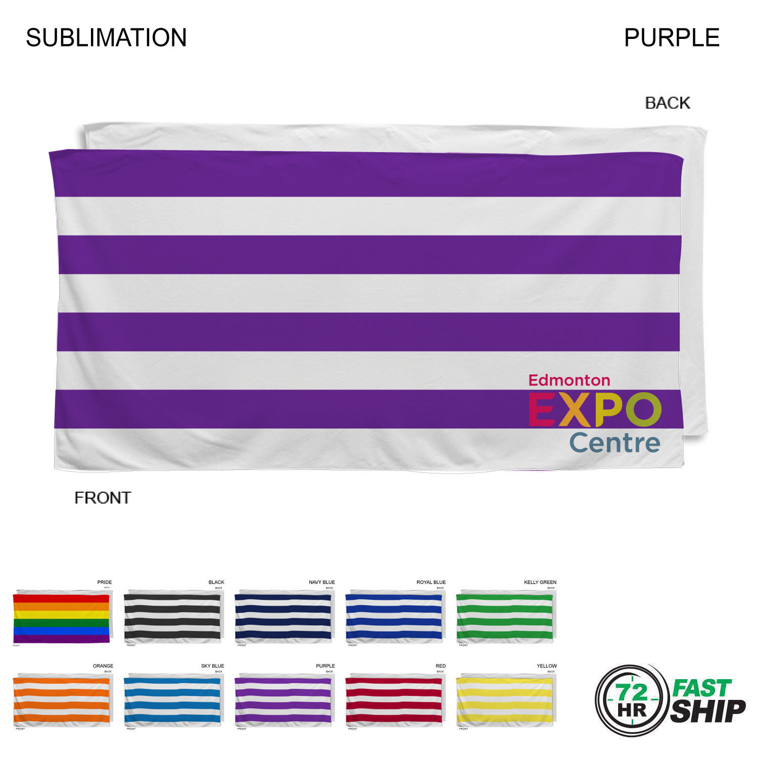 72 Hr Fast Ship - Cabana Stripe Sublimated, Absorbent Microfiber Dri-Lite Terry Beach Towel, 30x60 8