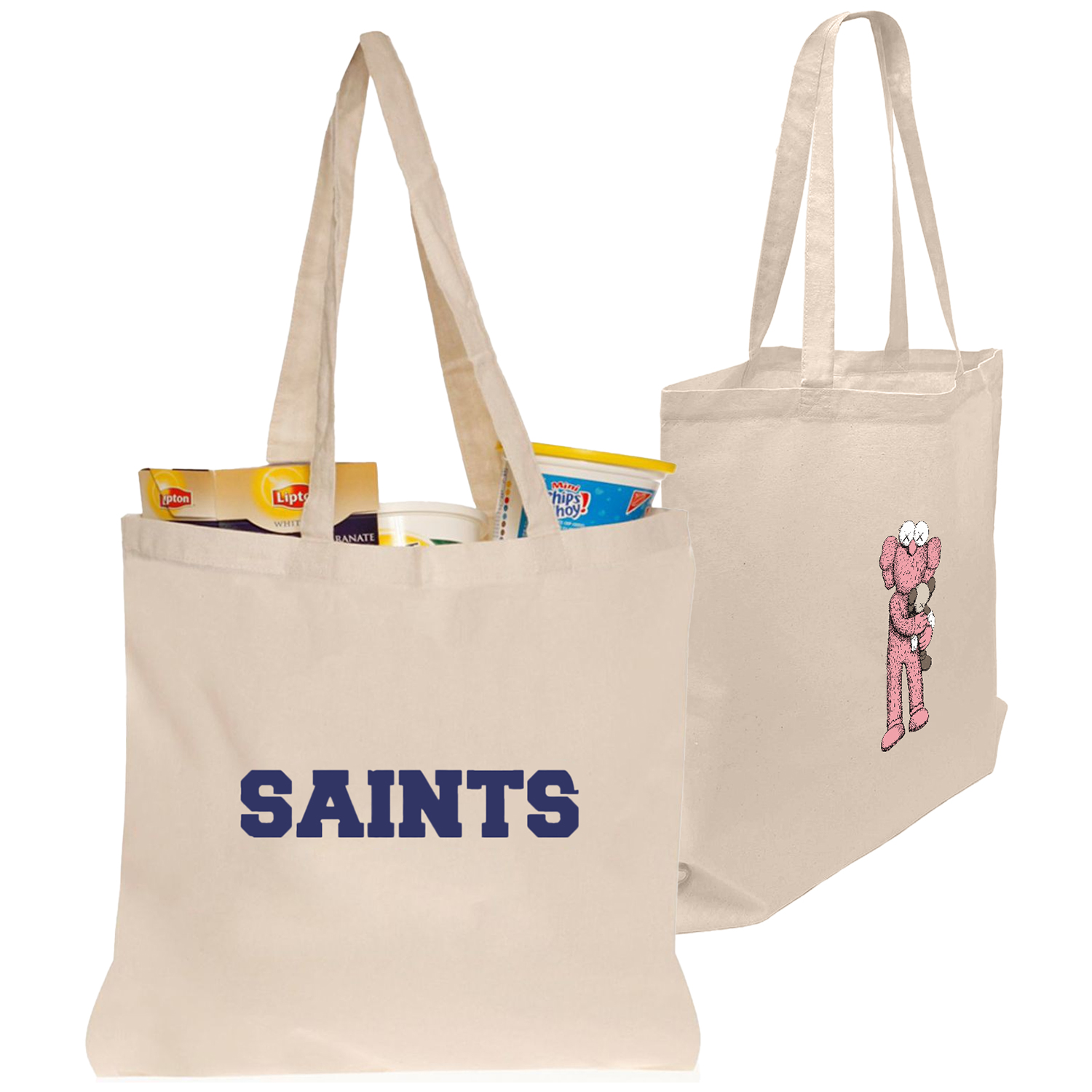 Natural Cotton Grocery Shopping Tote Bags 2