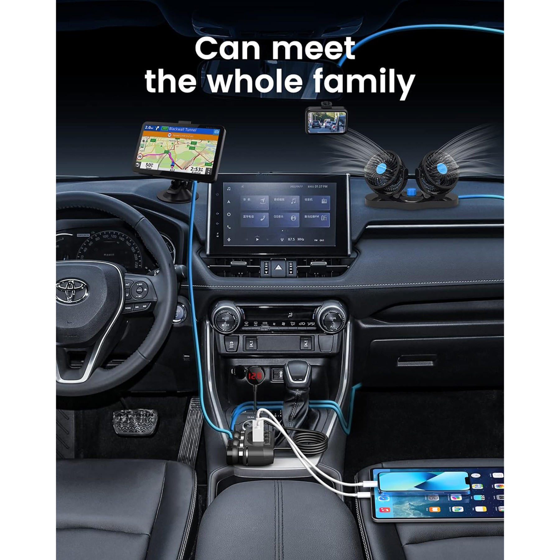 150W Cigarette Lighter USB Charger with 12V USB Socket 4