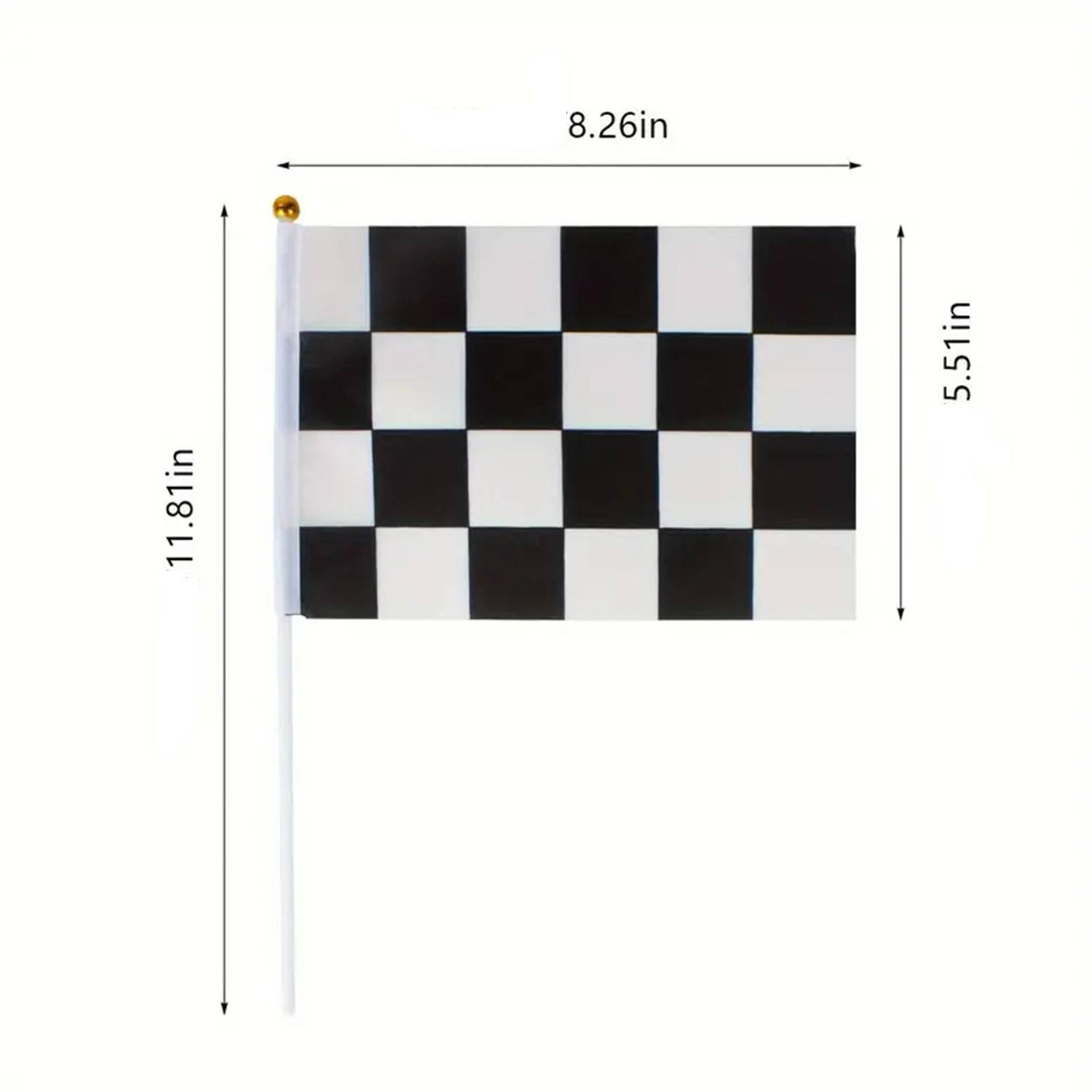 Black White Checkered Racing Hand Waving Flag 4