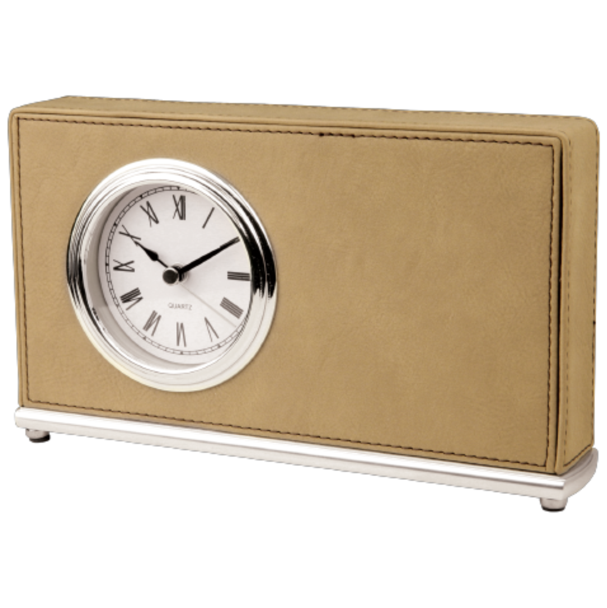 5.5" Light Brown Leatherette Arch Desk Clock 25