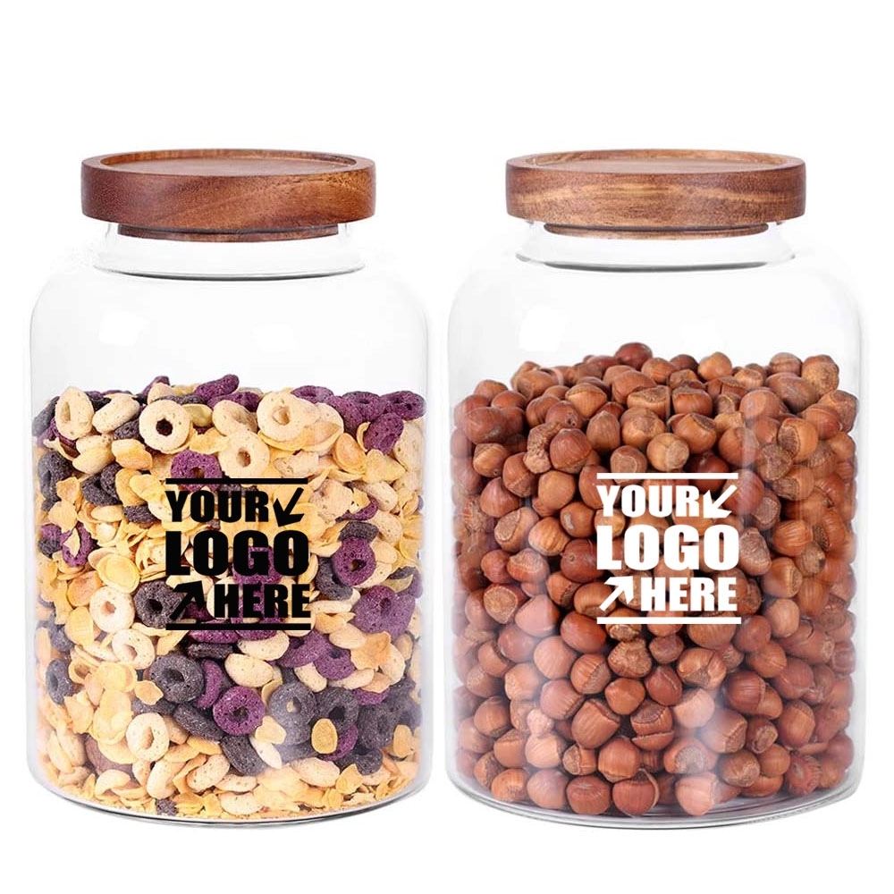 Thicken Glass Storage Jar Food Container With Wooden Lid 2