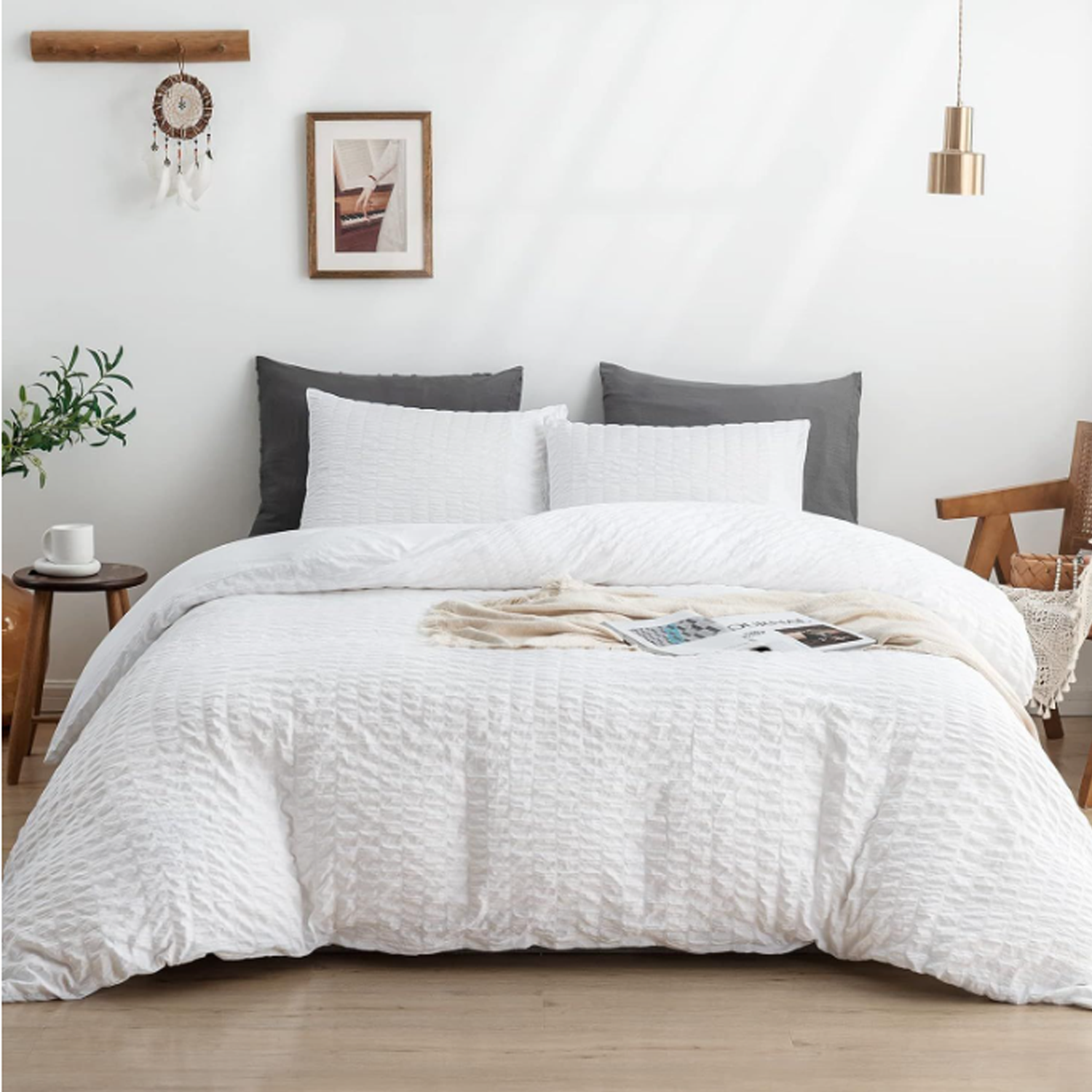 Japanese Simple Seersucker Stripe Bed 4-Piece Set 4