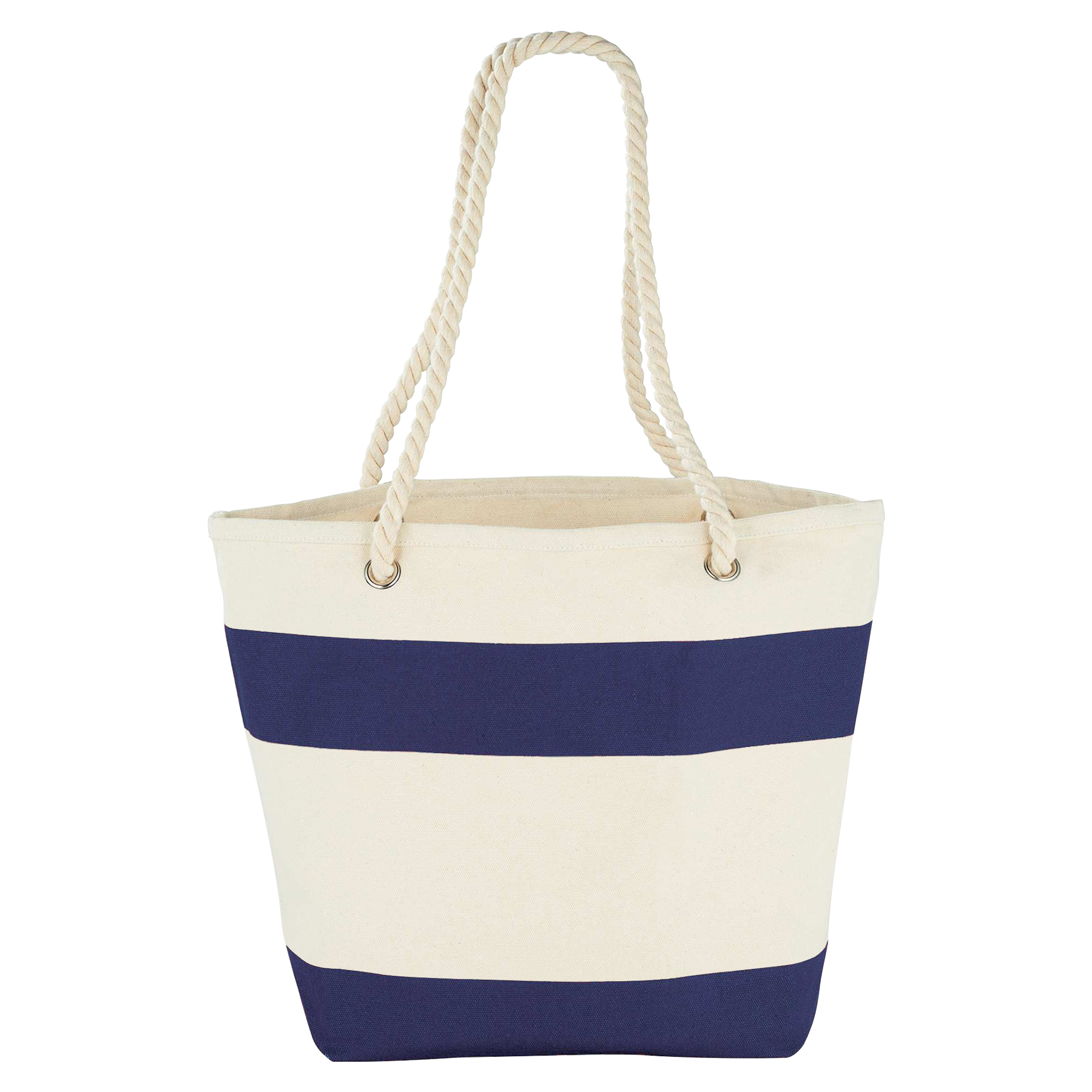 12oz Cotton Canvas Capri Stripes Shopper Tote With Rope Handle 4