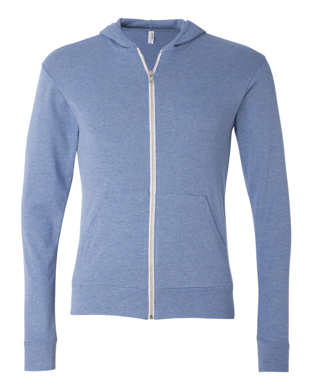 Triblend Lightweight Full-Zip Hooded Long Sleeve Tee