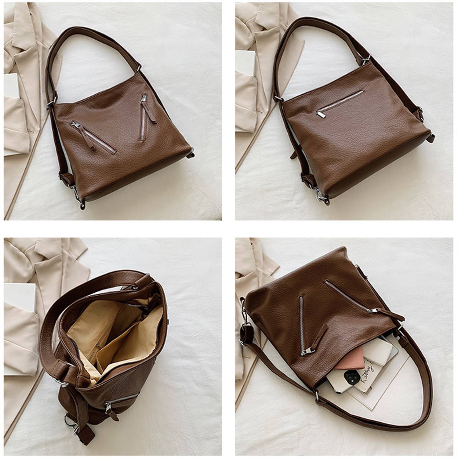 Pu Leather Commuter Shoulder Tote Bag 6