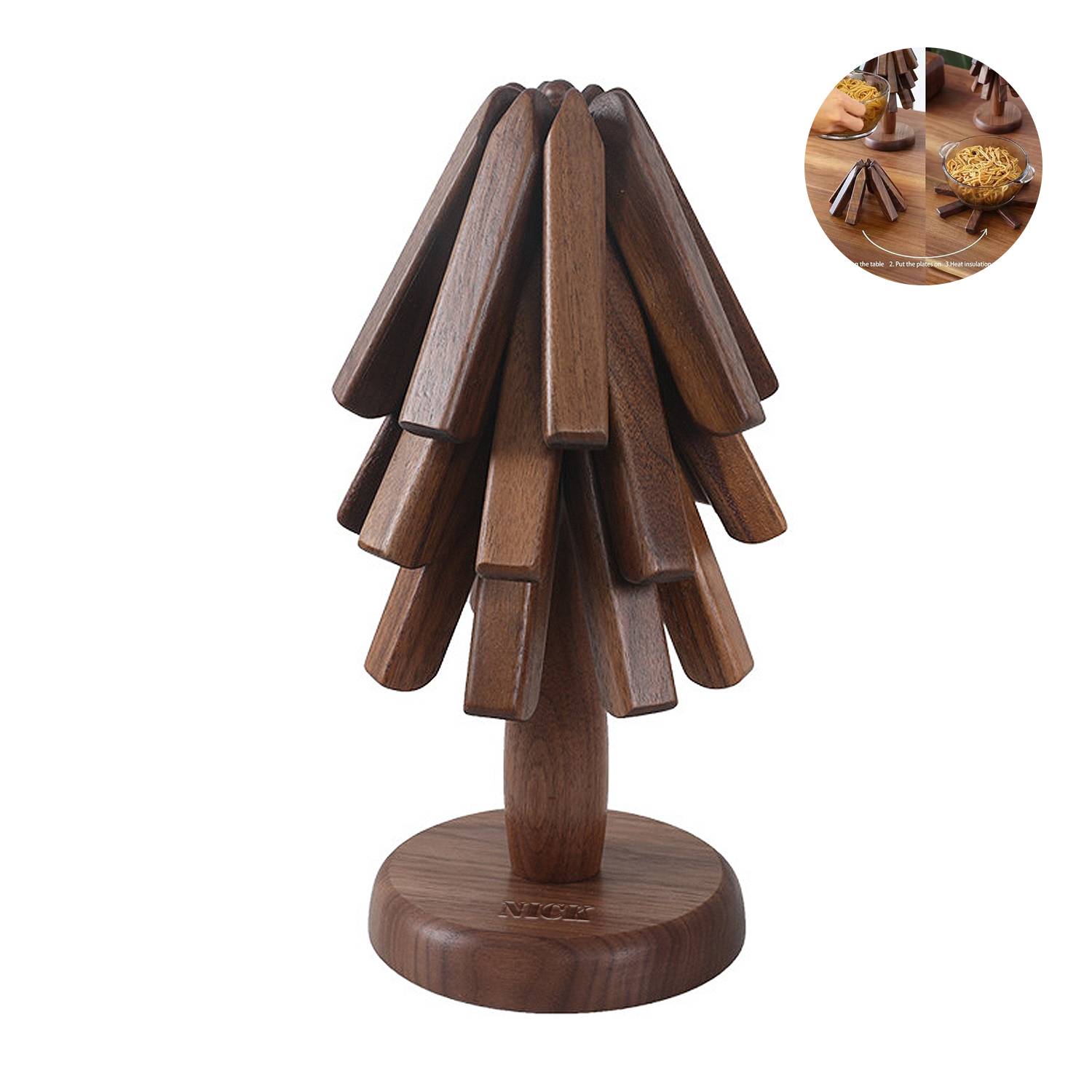 Christmas Tree Shape Black Walnut Heat Insulation Pad 2