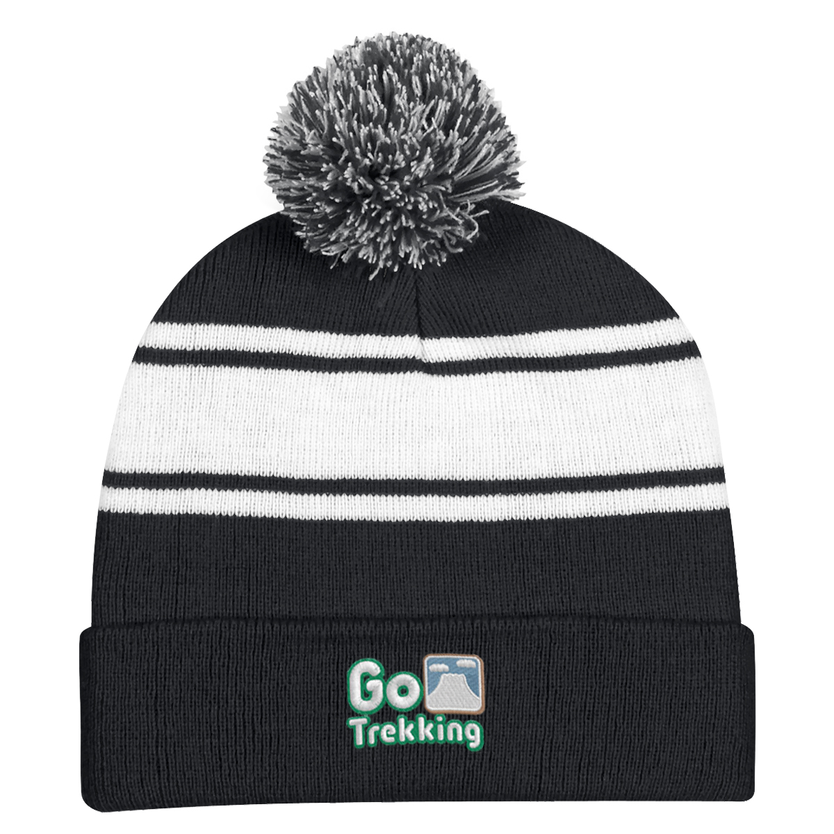 Two-Tone Knit Pom Beanie With Cuff 27