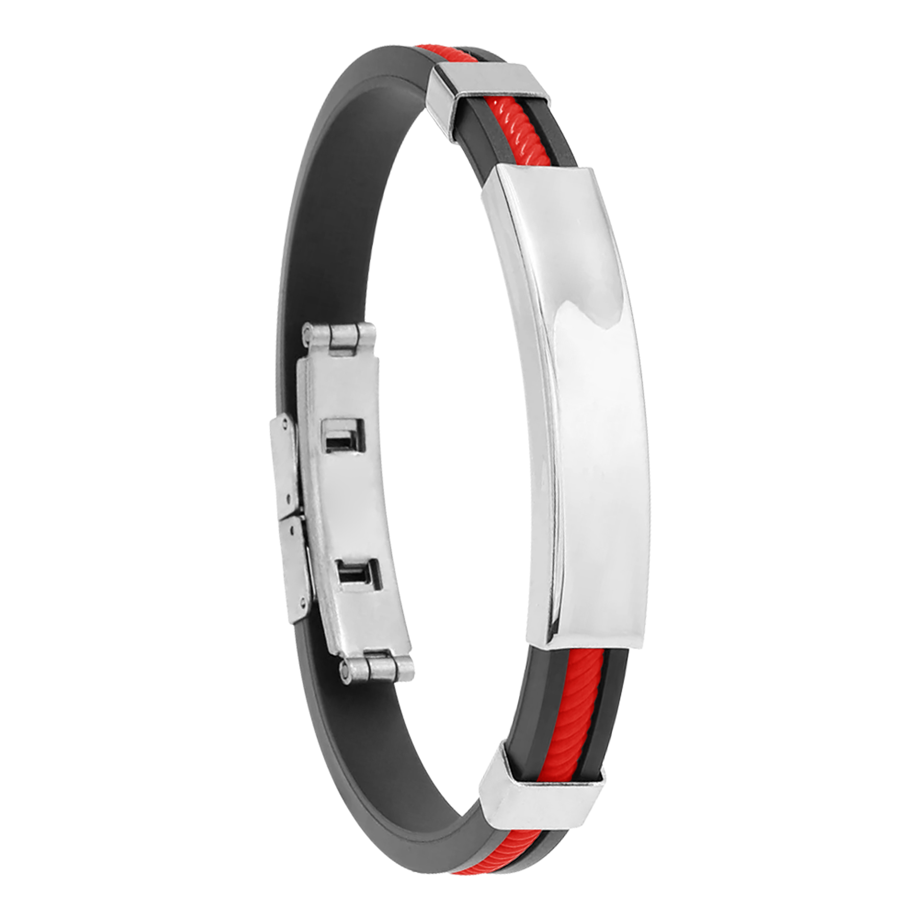 Engraved Silicone Wristband Stainless Steel Bracelets 12