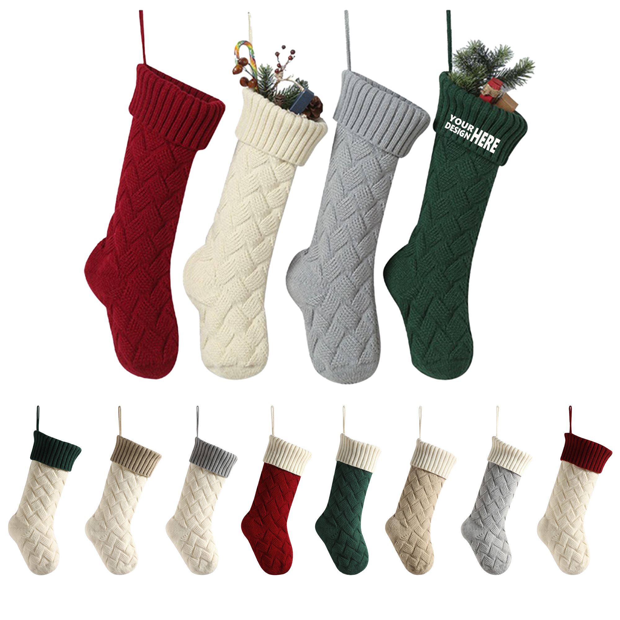 Large Knitted Christmas Stocking Gift Bag 3