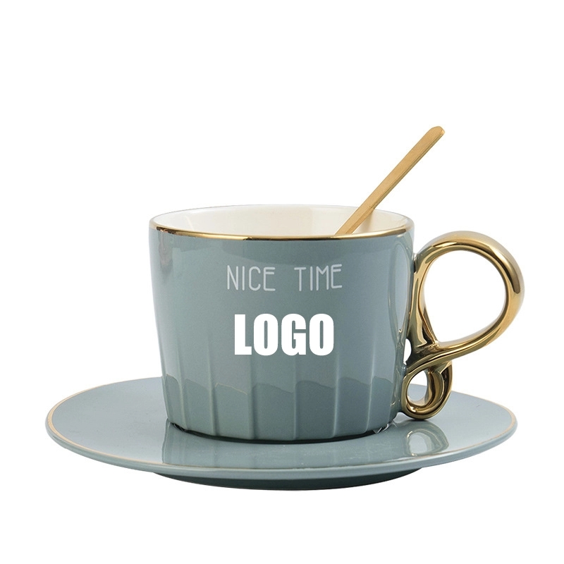 Custom 8 oz Ceramic Coffee Mug Saucer Set 11