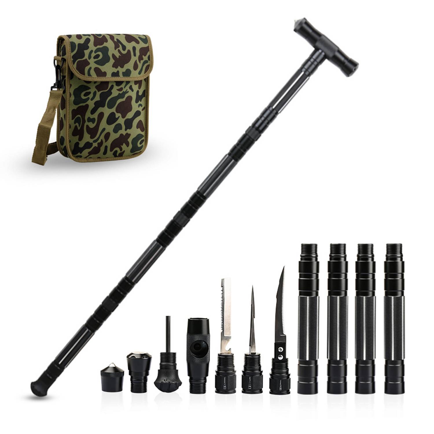 Multi Function Folding Hiking Pole w/ Survival Tools 3
