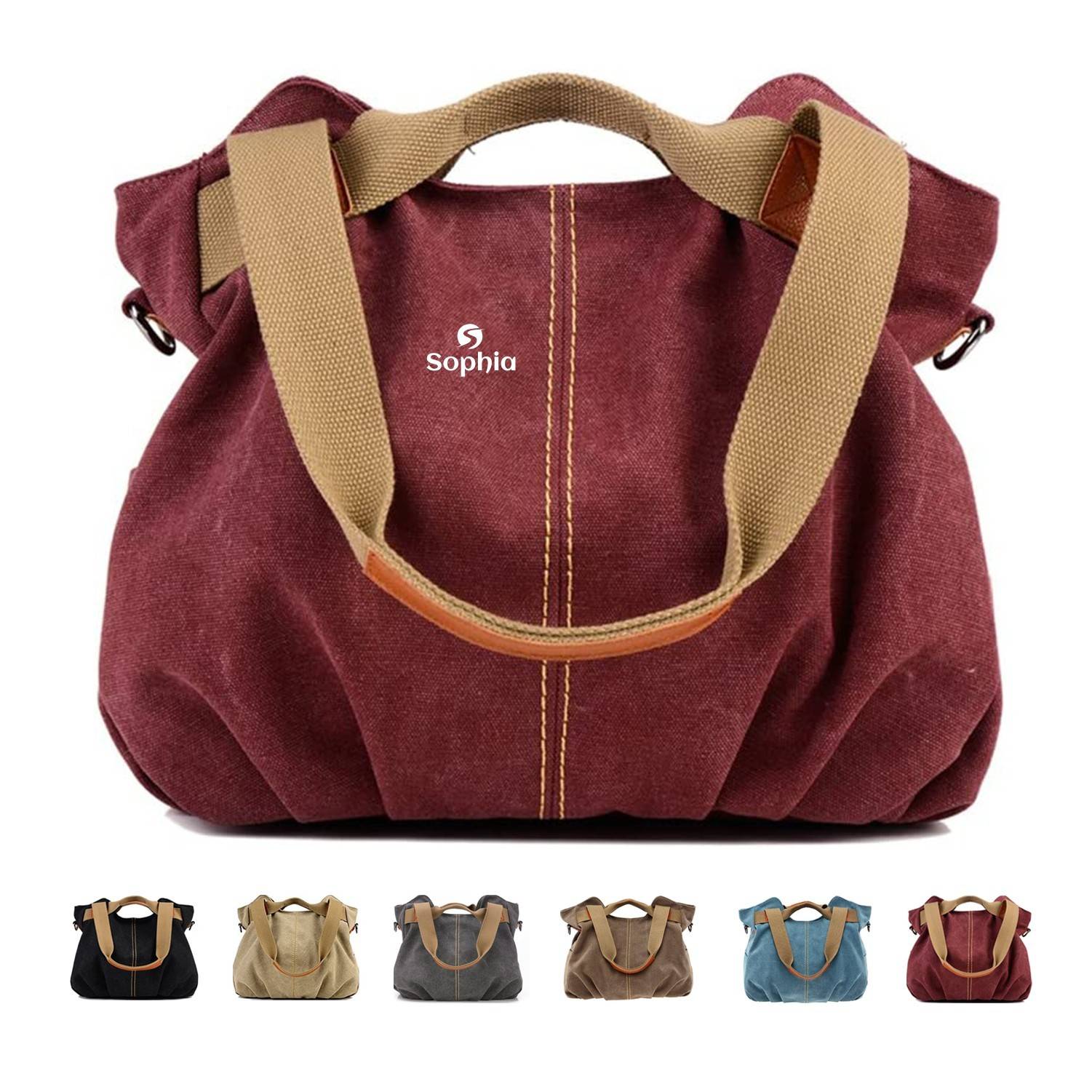 Canvas Shoulder Tote Shopper Handbag, custom tote bag with logo imprint 3
