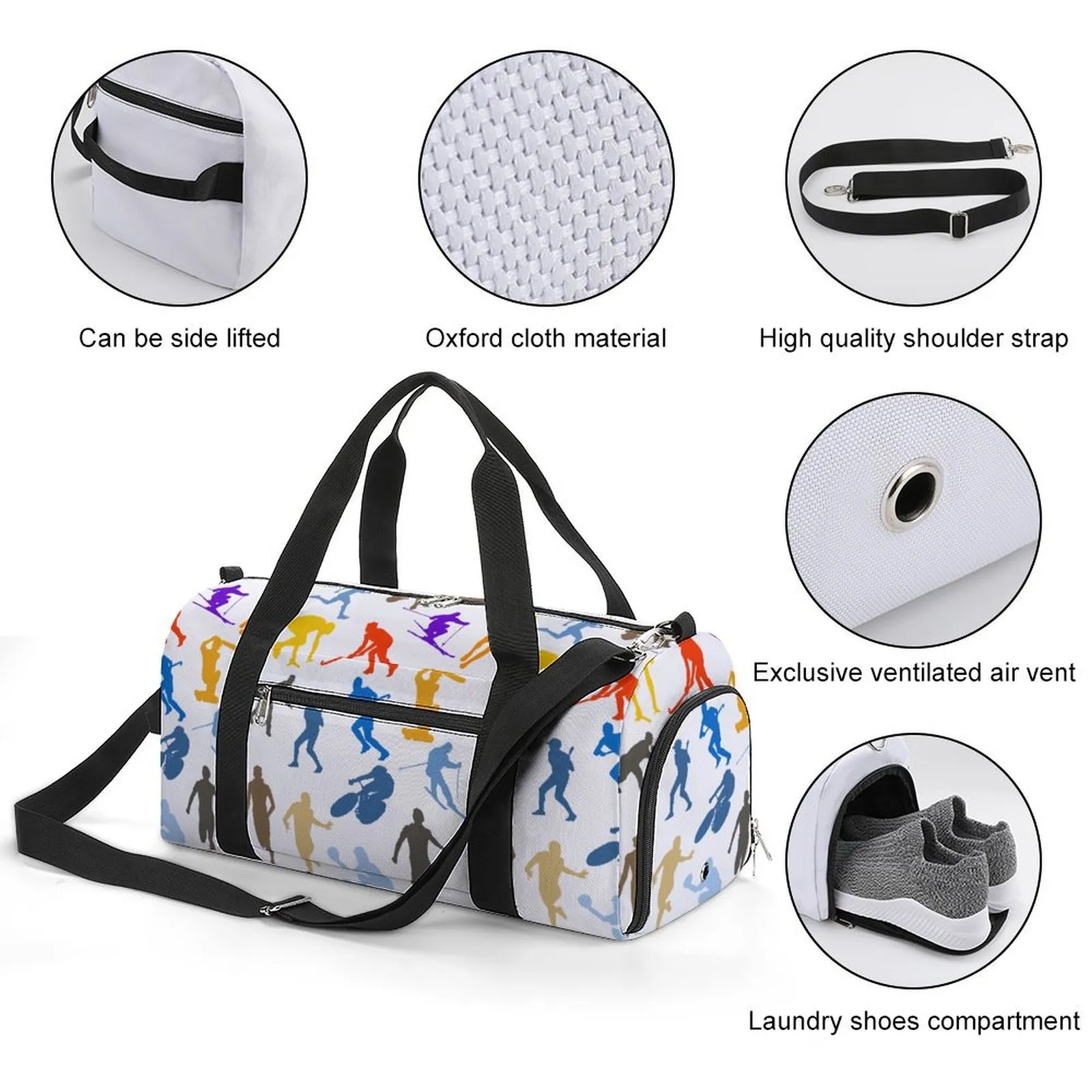 Custom Logo Gym Bags Bulk Order High Quality Oxford Cloth Duffle Promotional Giveaway 9