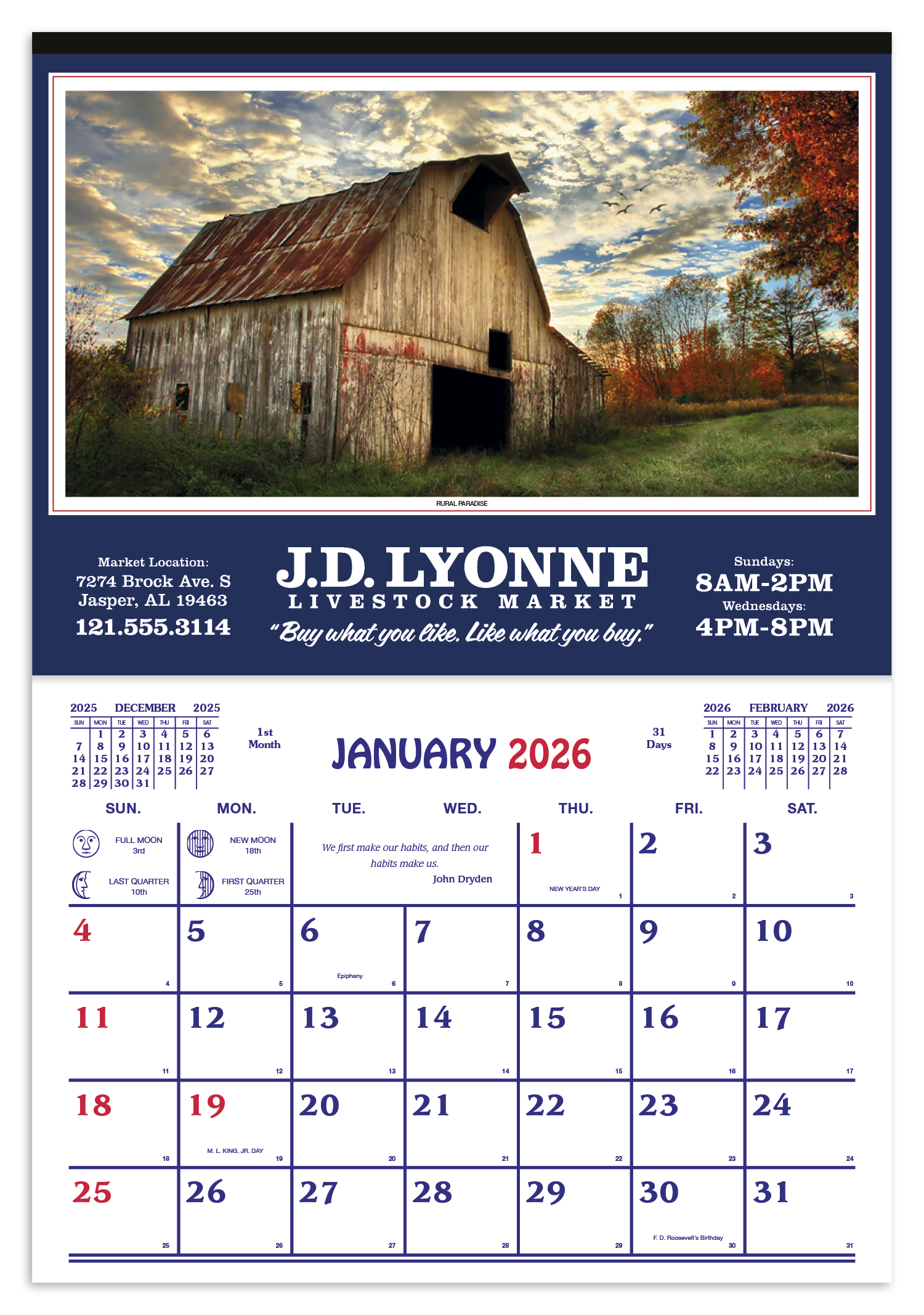 Skinner & Kennedy® Farm Calendar 1