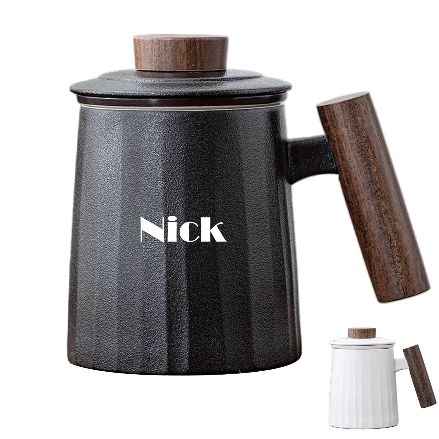Large Capacity Ceramic Mug Customized with Lid Filter 5