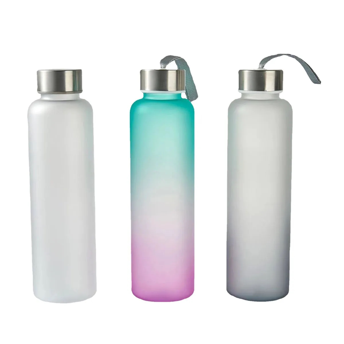 18Oz With Screw-On Lid Water Bottle With lanyard Glass 3