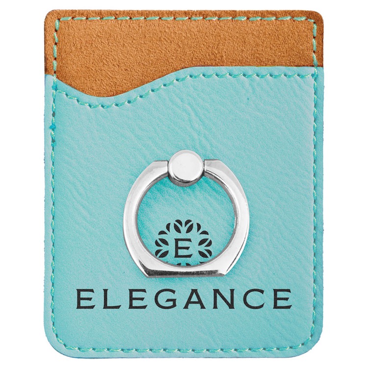 Teal Leatherette Phone Wallet with Silver Ring 6