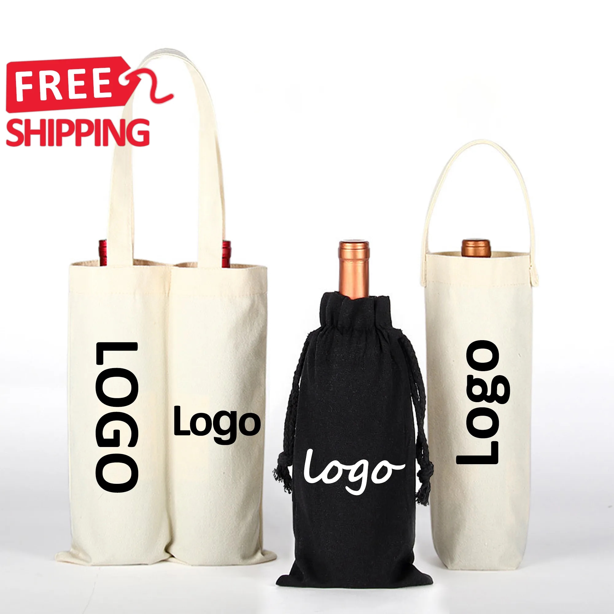 Custom Canvas Wine Bottle Gift Bags Reusable for Events 1