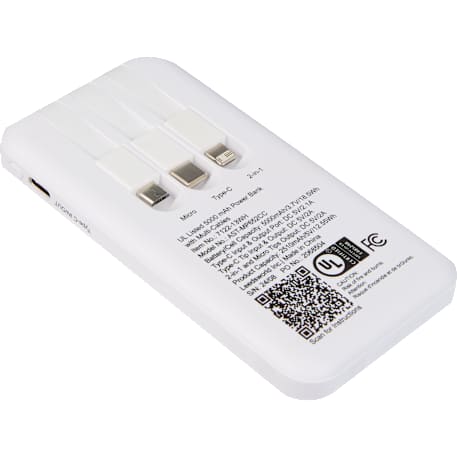 UL Listed 5,000 mAh Power Bank with Multi-Cables 18
