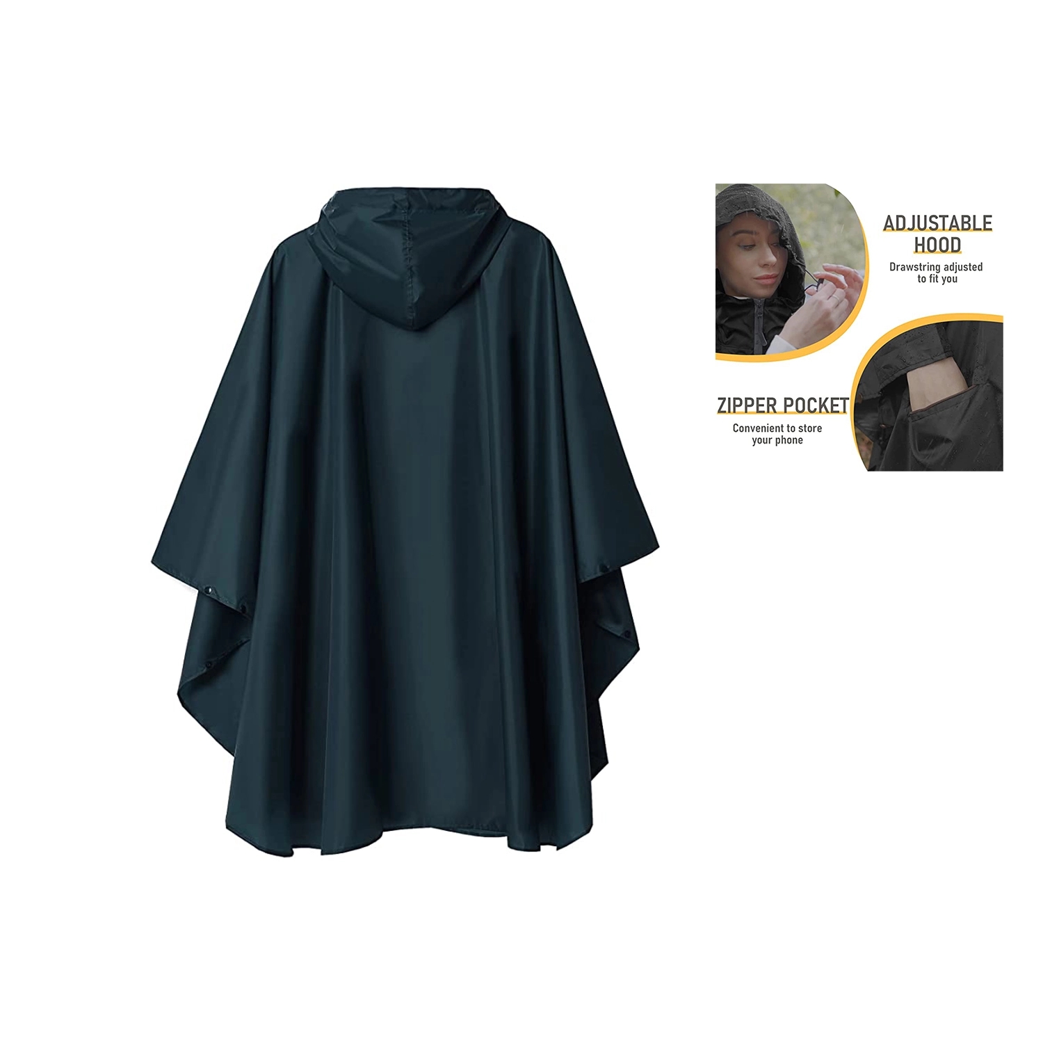 Rain Poncho Jacket Coat Hooded 2