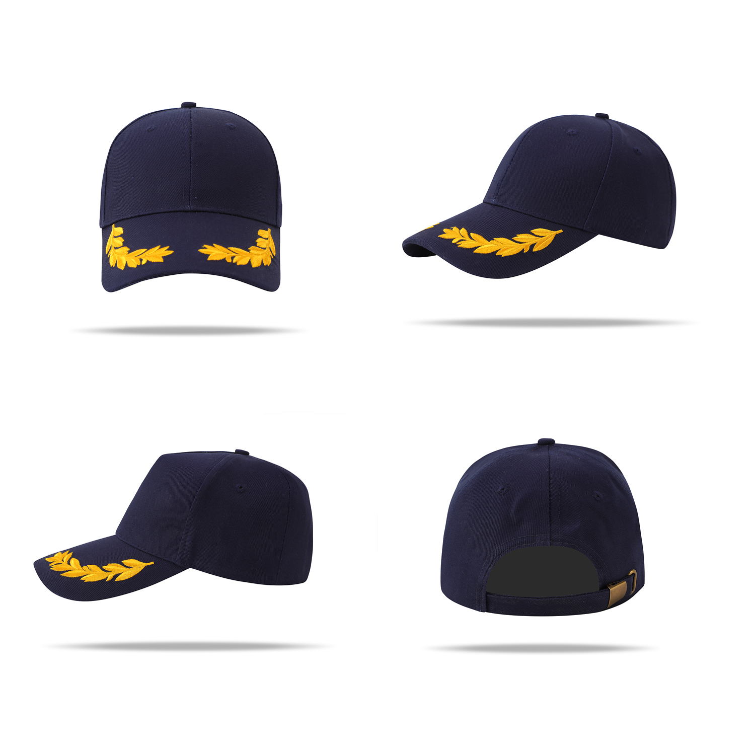 Stock 2-Tone Designed Cotton 6 Panel Cap w/Double Buckle Back Fastener 2