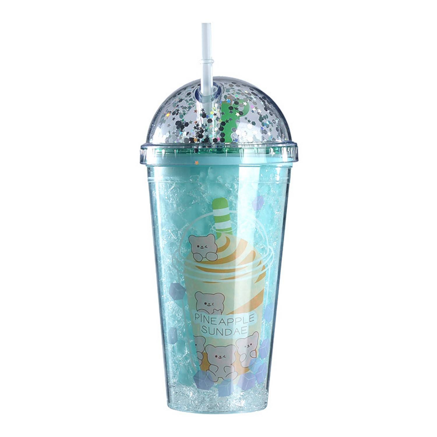 15oz LED Light Up Double Layer Plastic Straw Cup 3