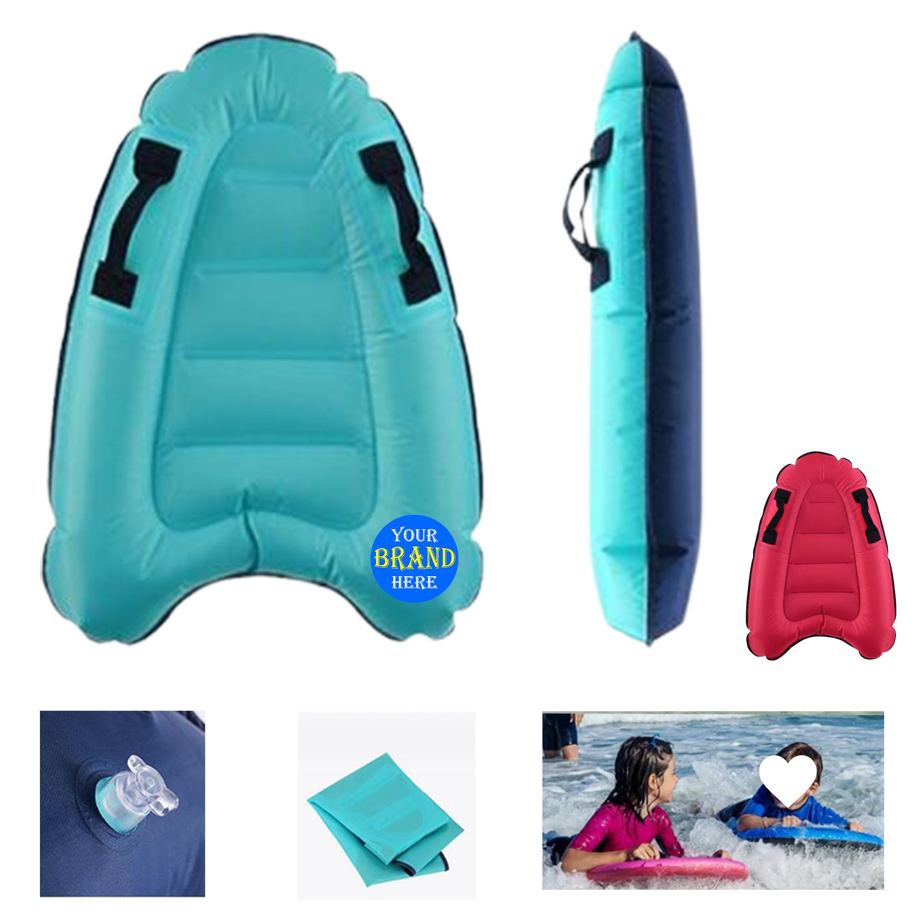 Inflatable Surf Body Board W/ Handles