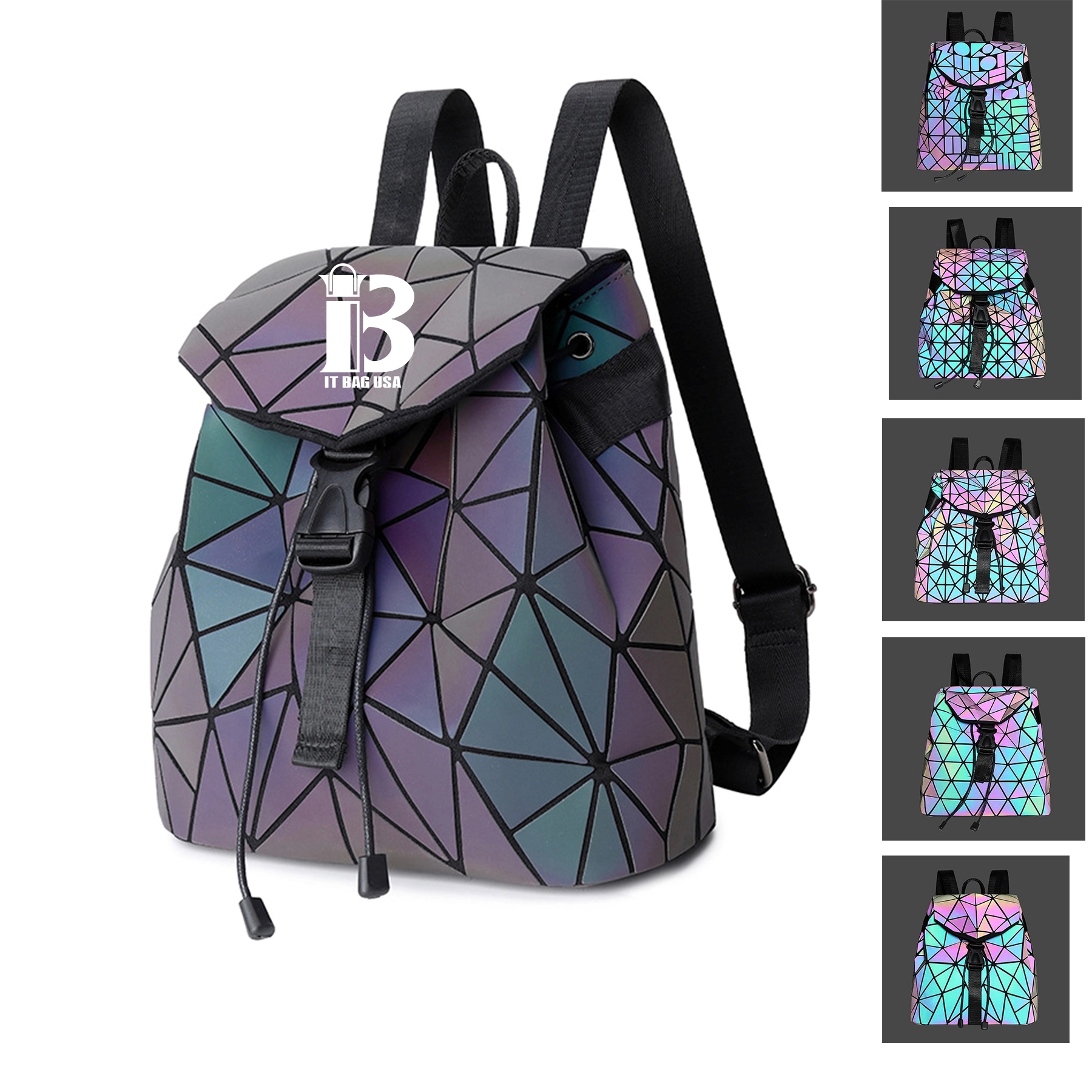 Women Men Geometric Luminous Purse Flash Travel Shoulder 3