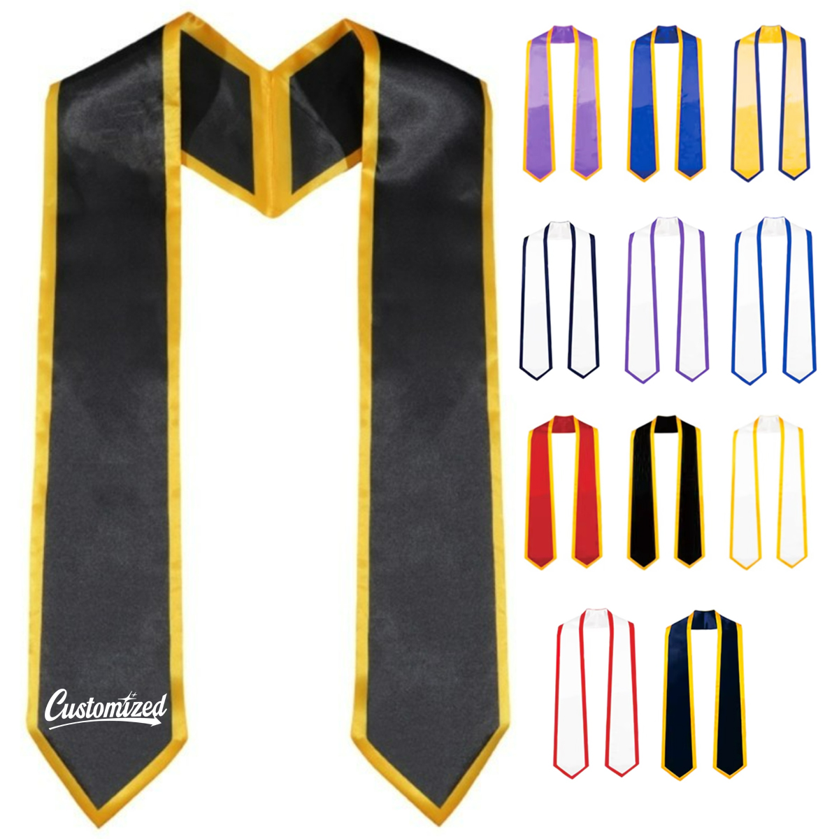 Satin Graduation Honor Stole with Trim for Ceremony 7