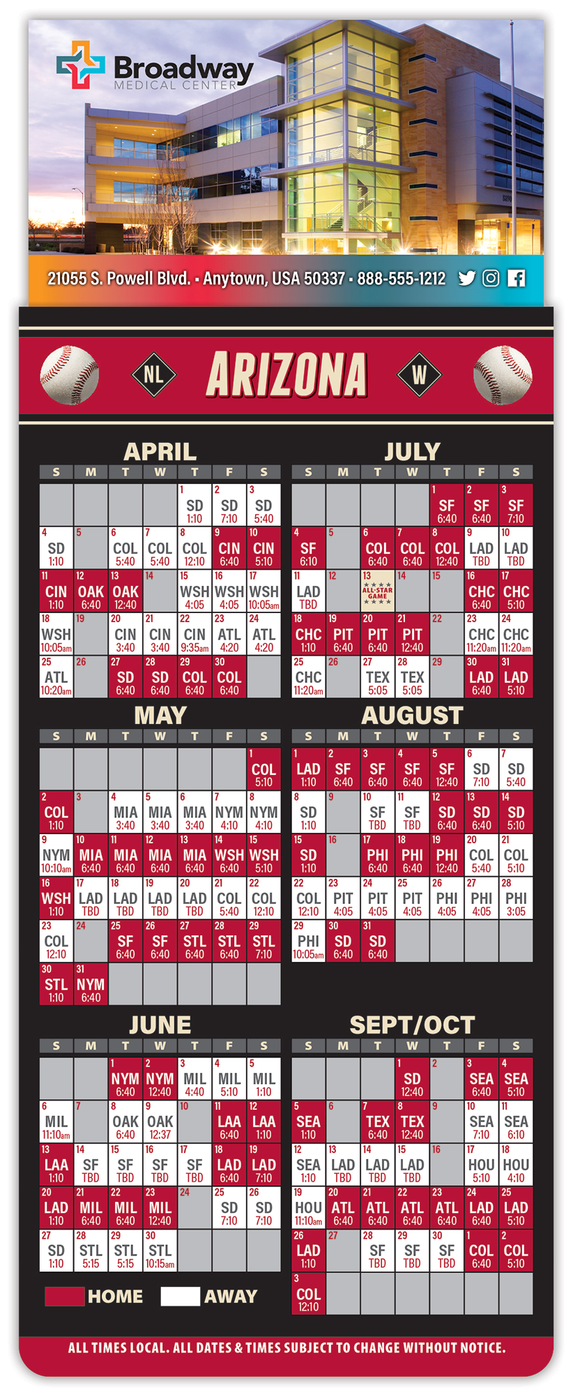 Magna-Card Business Card Magnet - Baseball Schedules (3.5 x 9) 1