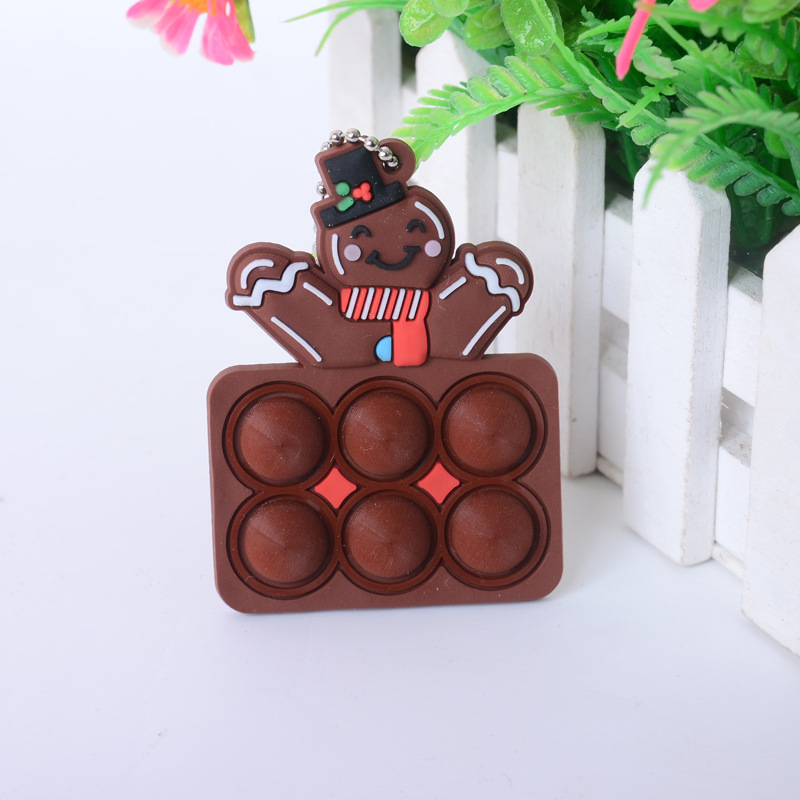 Silicone Christmas Mini Pop Bubble Fidget Toy Bubble Keychain 16