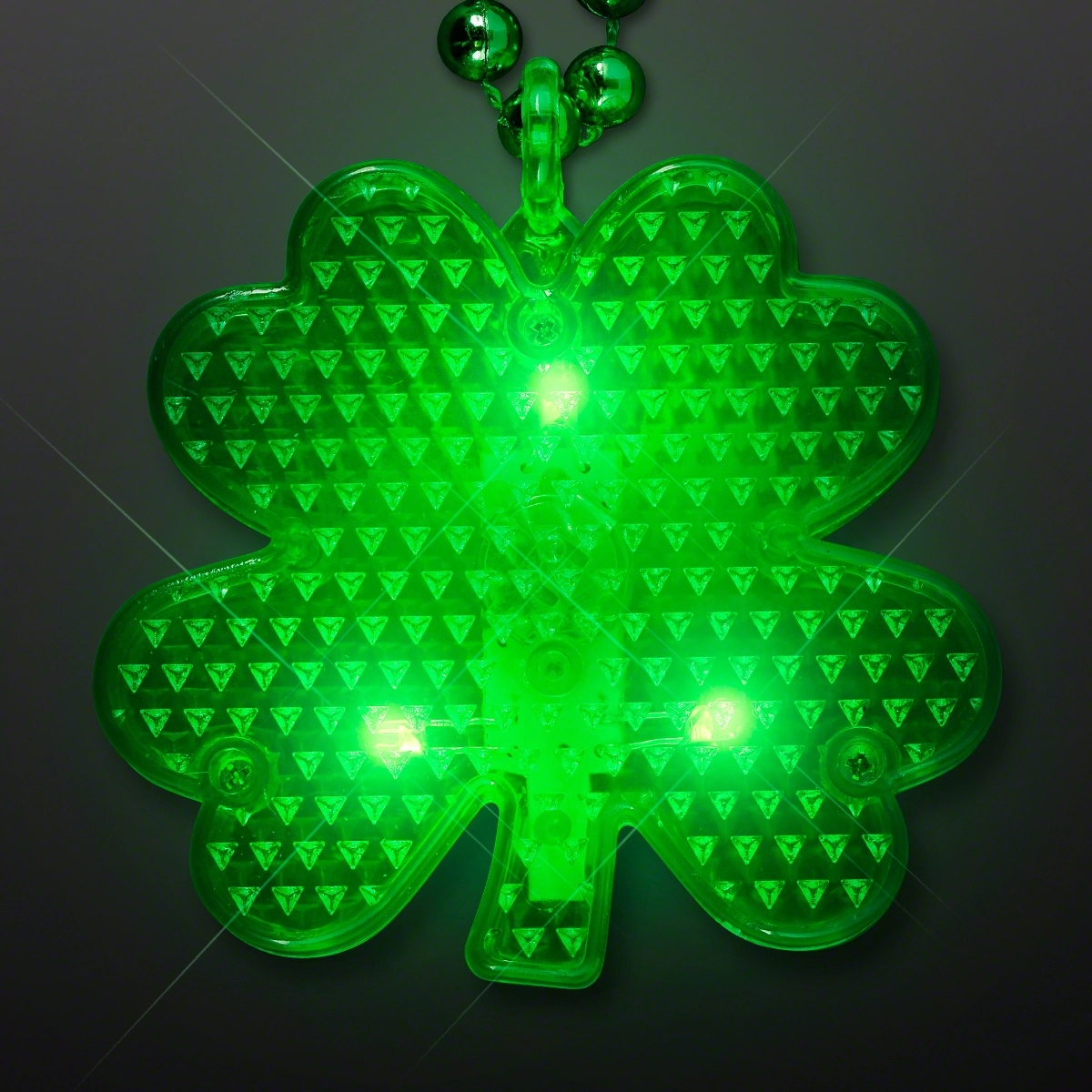 Flashing LED Shamrock Charm on Beads Necklace 2