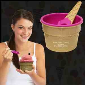 Pink Ice Cream Bowl and Spoon Set 2