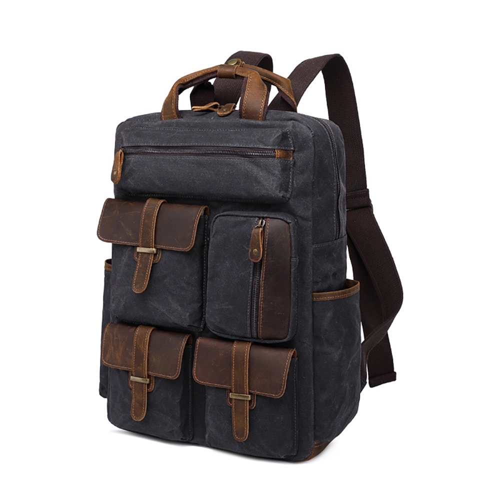 Retro Leather Travel Backpack 8